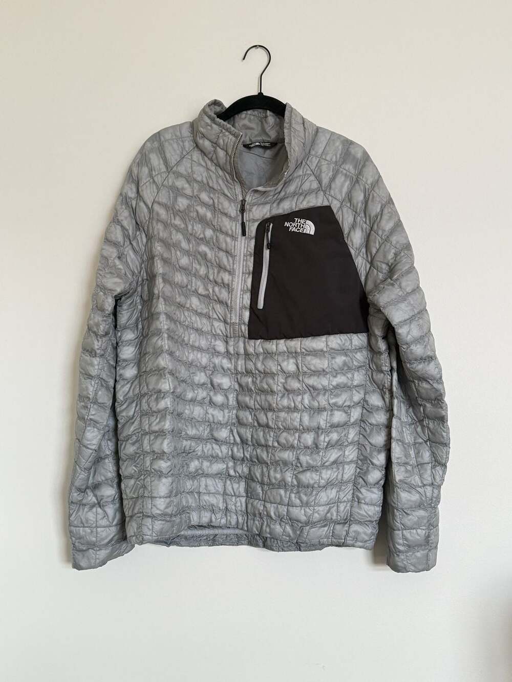 The North Face ThermoBall Quilted 1/4 Zip Pullover Jacket Men's Gray Size L